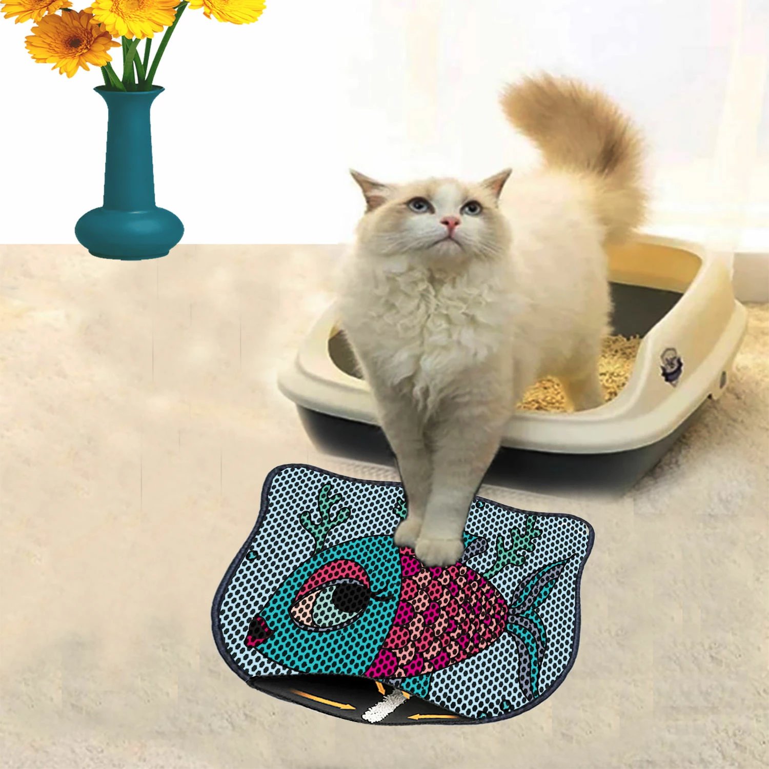 Tapet për rërë mace, shumëngjyrësh, Paws & Whiskers, Kdkafa0096, 40x50cm