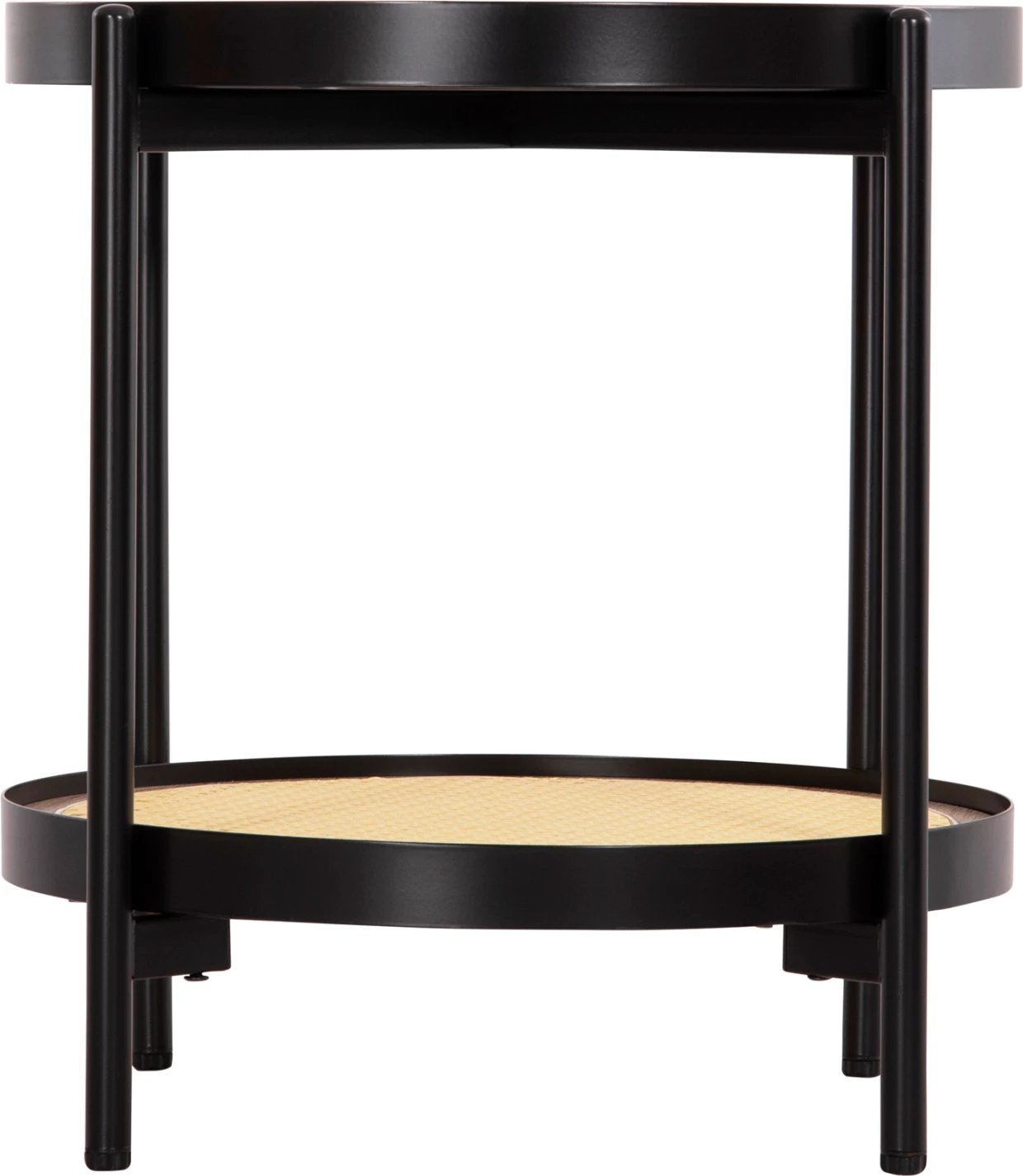 Tavolinë anësore SEITZ FH18031, sipërfaqe qelqi, metal, rattan, Φ50x55.5Hcm