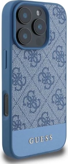 Mbështjellës Guess 4G Bottom Stripe për iPhone 16 Pro Max, Kaltër Mbështjellës Guess 4G Bottom Stripe për iPhone 16 Pro Max, Kaltër