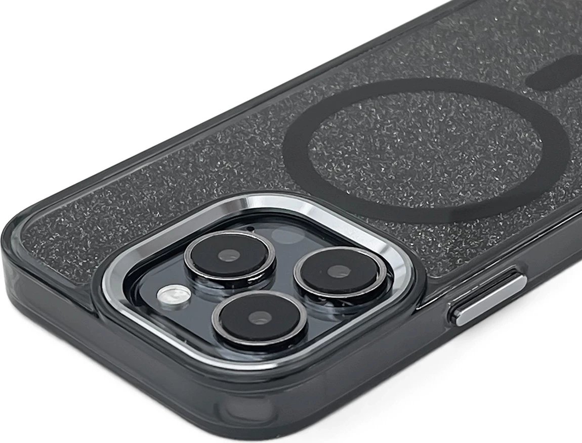 Mbështjellës Hurtel Glitter Case MagSafe për iPhone 17 Pro Max, i zi