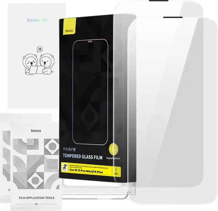 Xham i fortë Baseus Corning për iPhone 13 Pro Max/14 Plus me filtër pluhuri