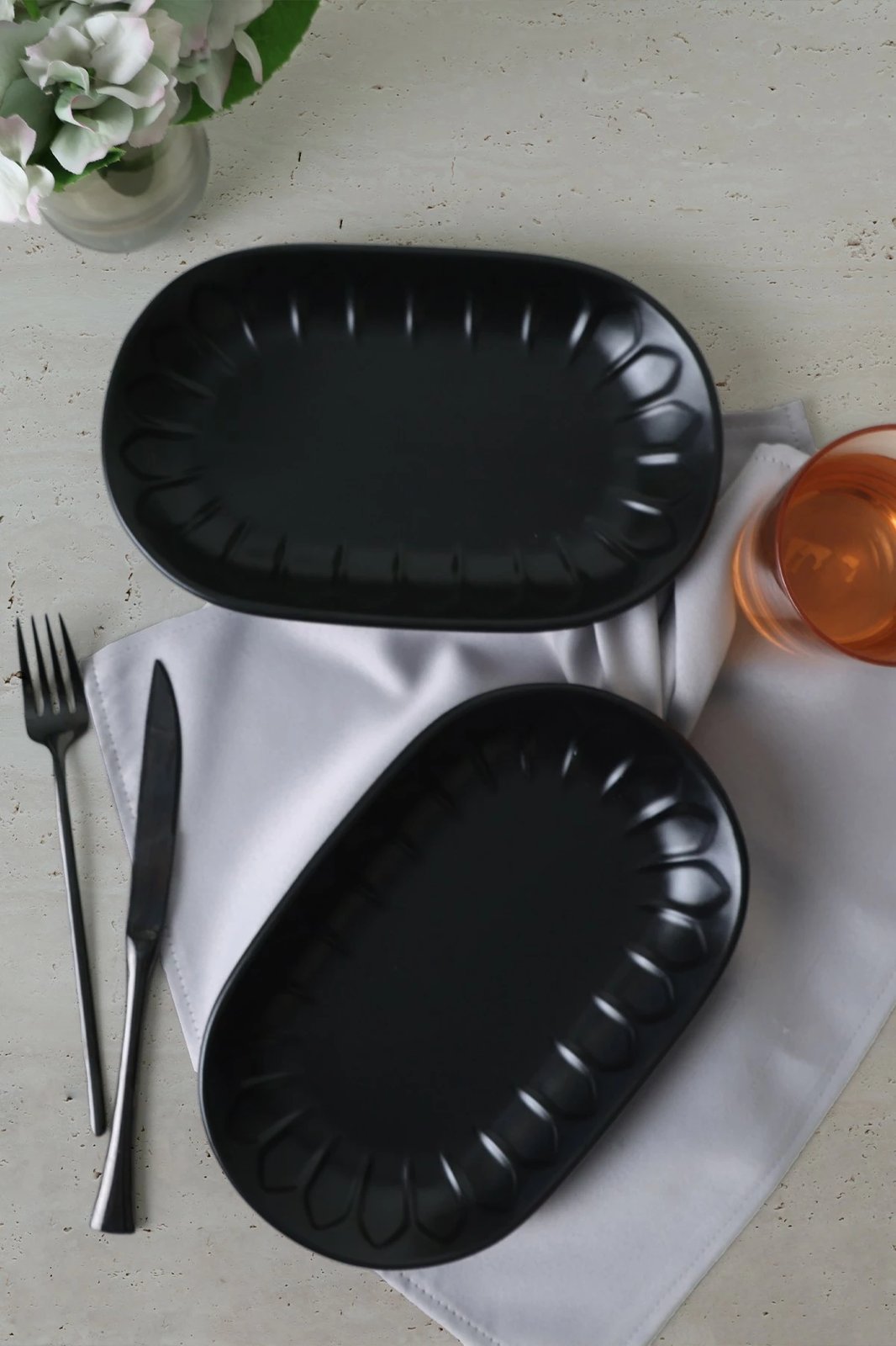 Set pjatash servirëse (2 copë), Hermia Concept, ngjyrë e zezë mat, X00017603