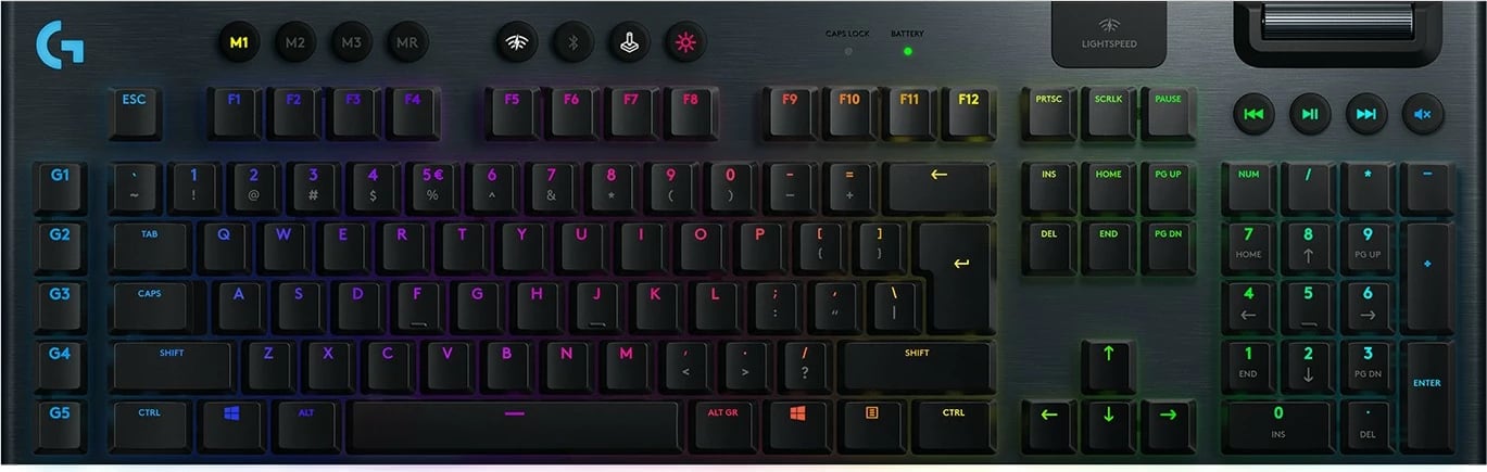 Tastierë Logitech G915 LIGHTSPEED, GL Tactile, Wireless, RGB LED, Karbon