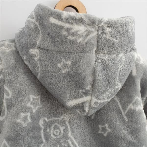 Hanorak i izoluar për bebe, NEW BABY Winter times, Wellsoft, me zinxhir të plotë, kapuç, madhësi 56 (0-3m), gri