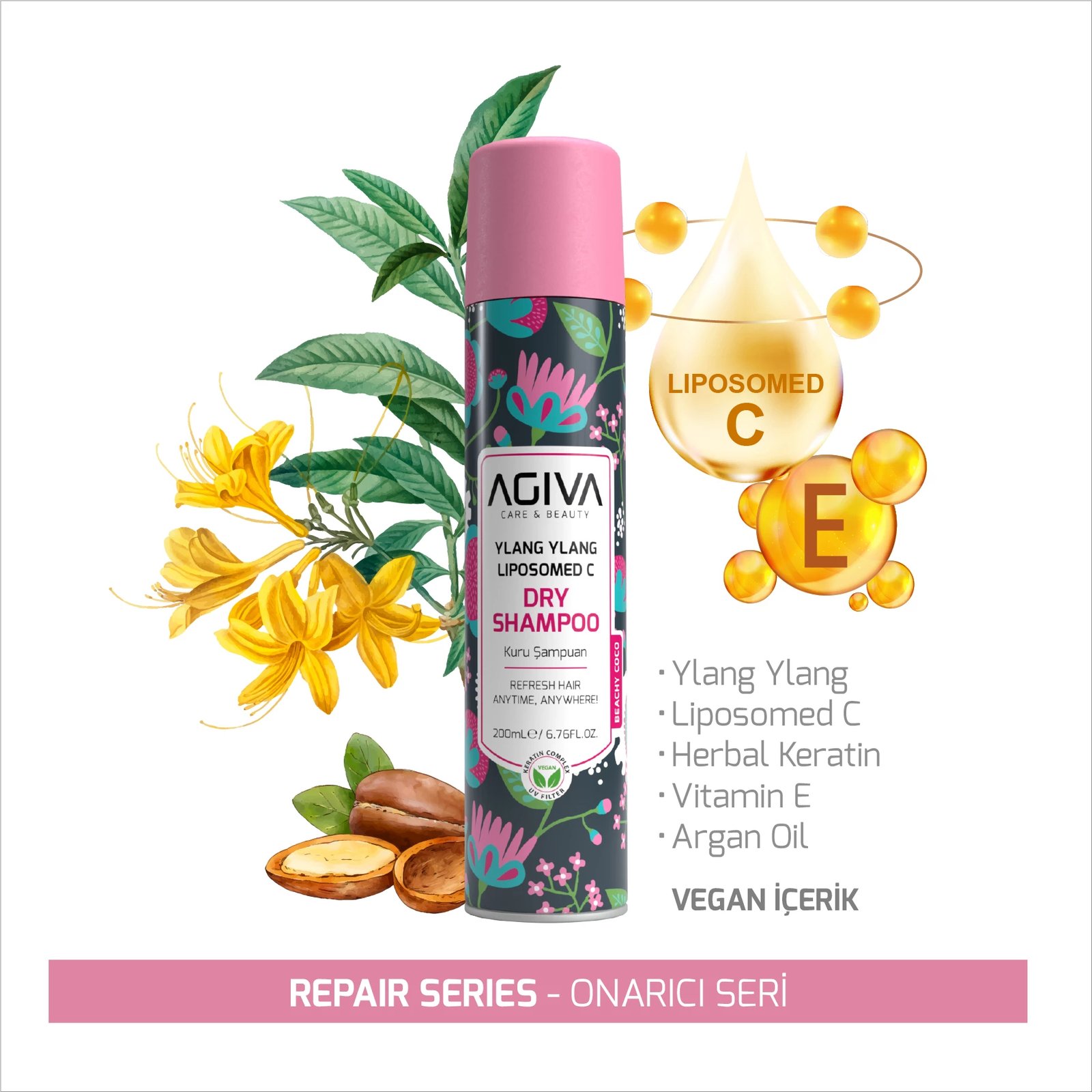 Shampon i thatë për flokë Agiva Ylang Yalna Lıpozom C pro Care 