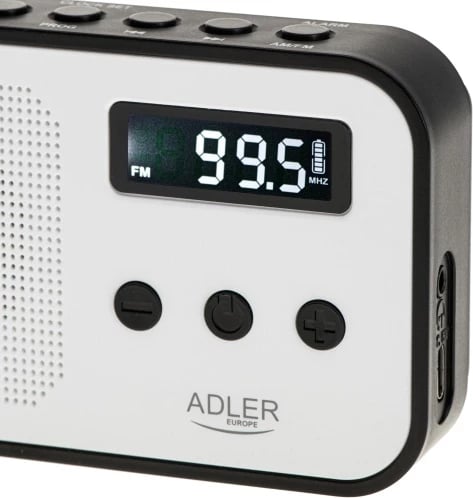 radio digjital PLL AM/FM, Adler, AD 1907, LCD, memorie 40 stacione, bateri 600 mAh, USB-C, e bardhë/zezë