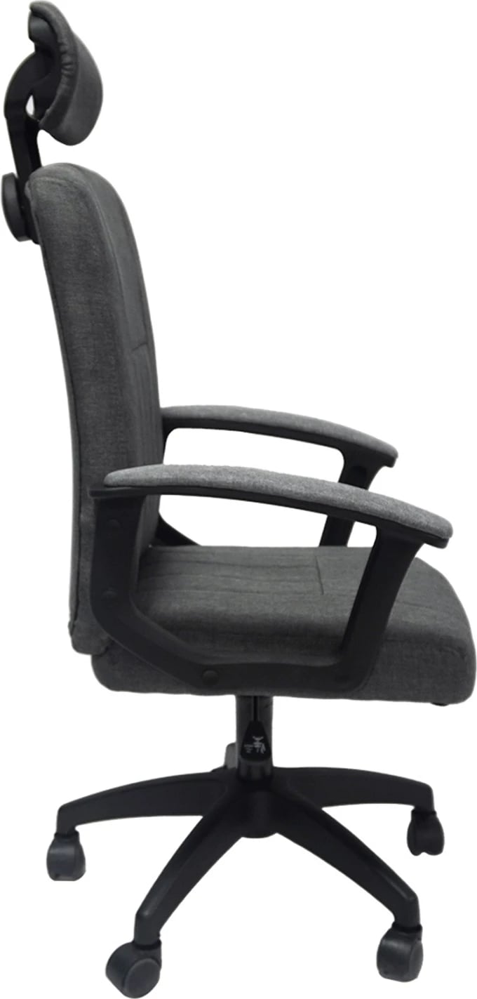 Karrige zyre NIMBLE FH1199.12, pëlhurë gri, kornizë dhe bazë najloni e zezë, 51x61x130H cm