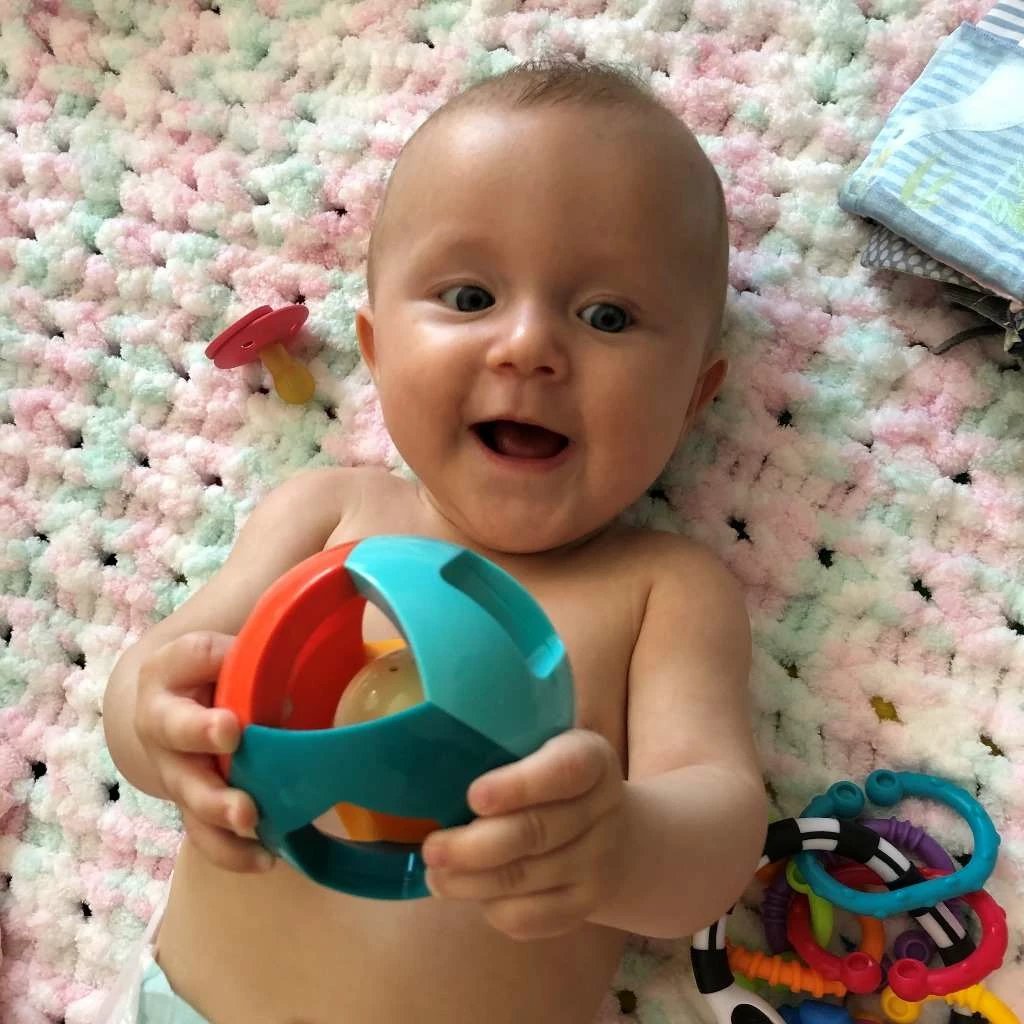 Lodër gringëlluese për bebe, Baby Mix Balloon, plastikë, 0m+, shumëngjyrëshe