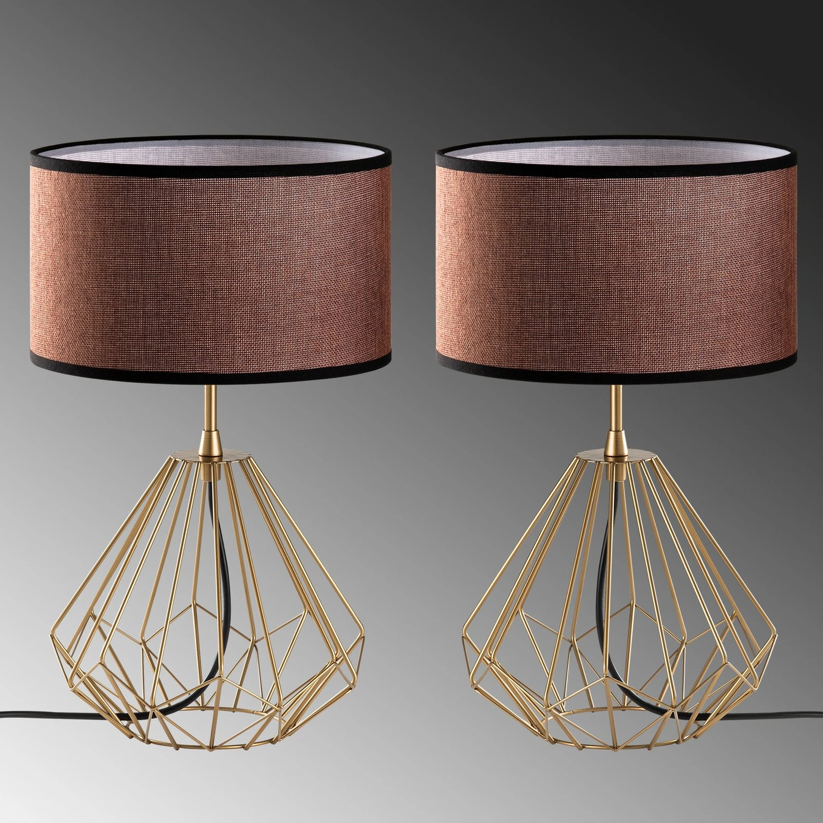 Set llamba tavoline Opviq, Diamond, ngjyrë ari, S-713, 2 copë