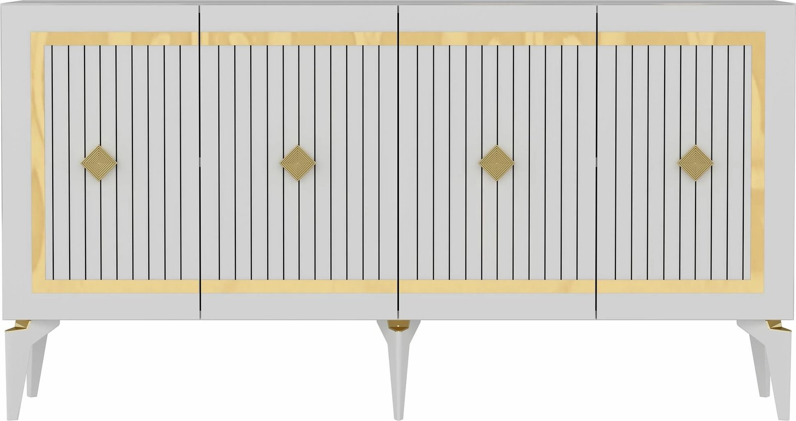 Konsol Skye Decor, e bardhë, ari, Nova