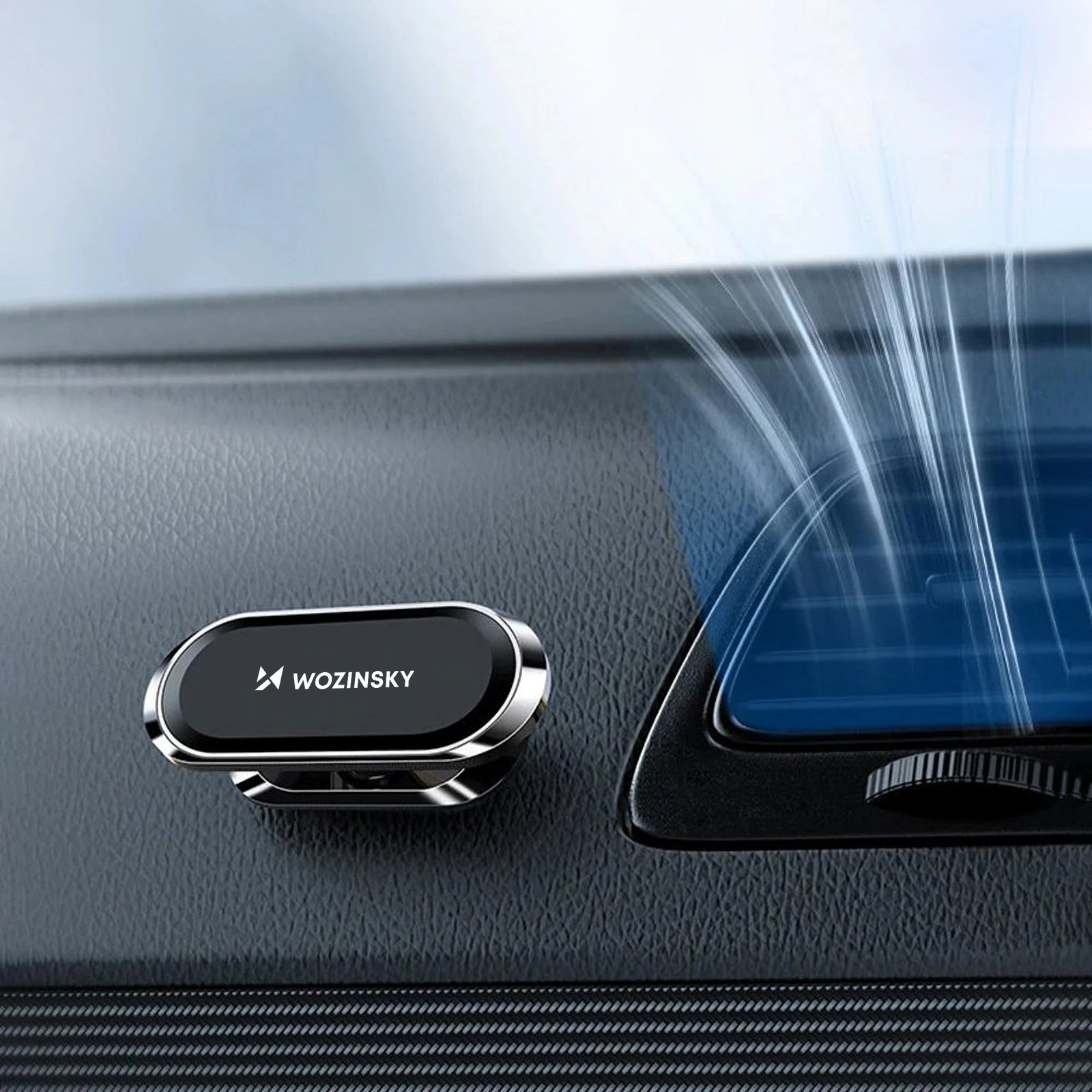 Mbajtës magnetik për telefon Wozinsky WMH-06, vetë-ngjitës, rrotullim 360°, argjendtë/zi