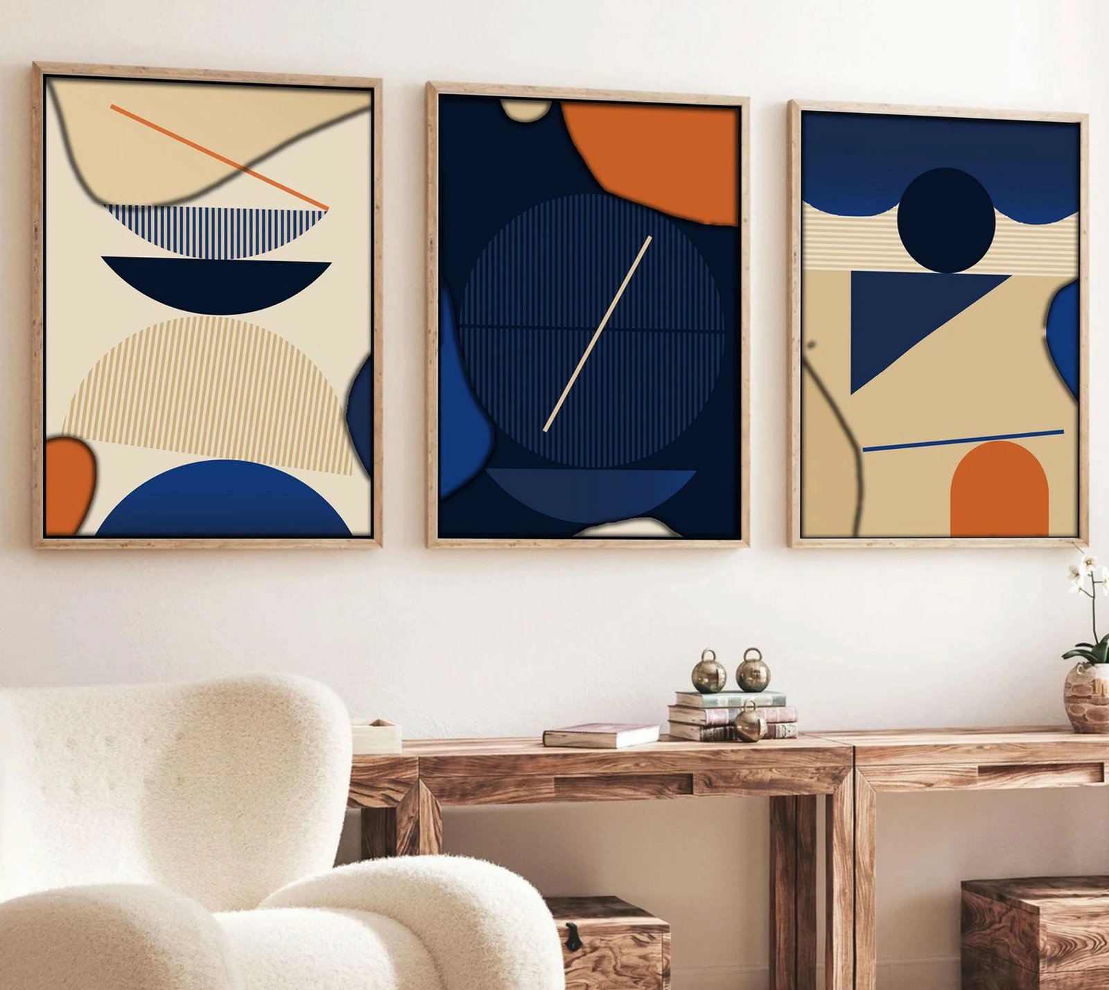 Pikturë dekorative me kornizë, 3 pjesë, MDF, shumëngjyrëshe, Huhu101, 70x50cm