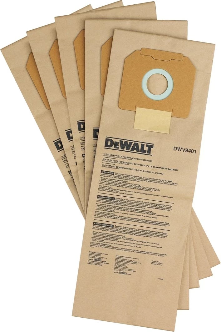 Qese pluhuri DeWalt BD-DWV9402, letër, bronzi, set 5 copë