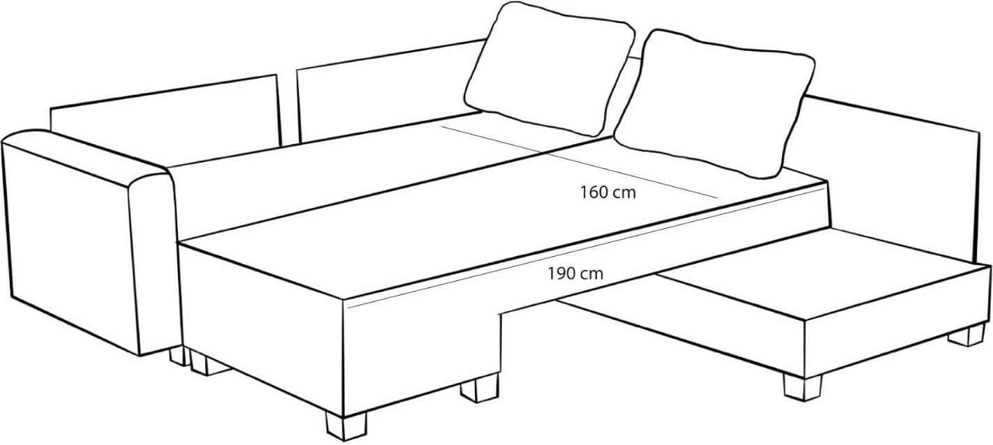 Kënd-sofë krevate Atelier del Sofa, Ali majtas, ngjyrë gri