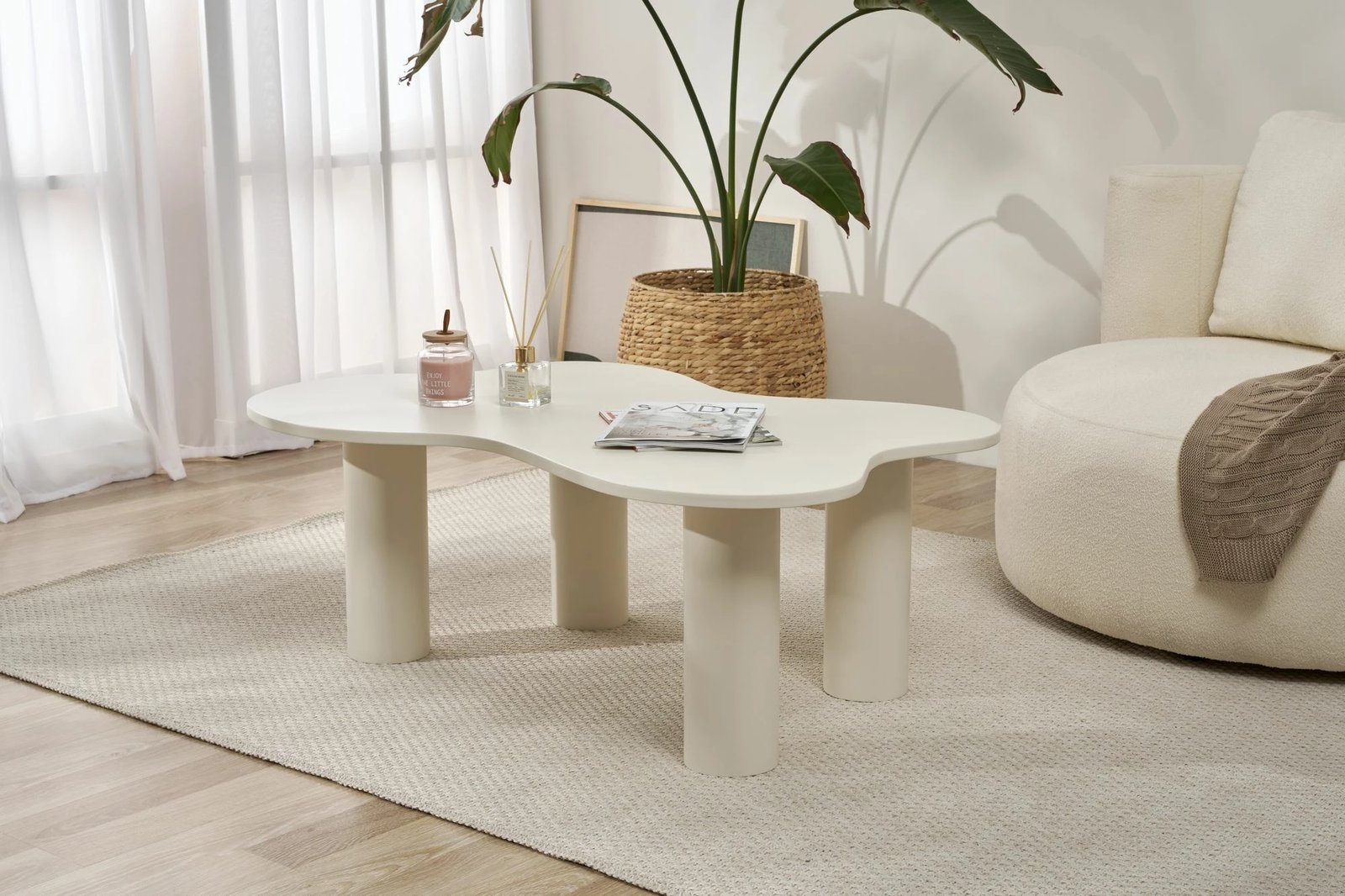 Set tavoline për kafe Skye Decor, Bloom, krem