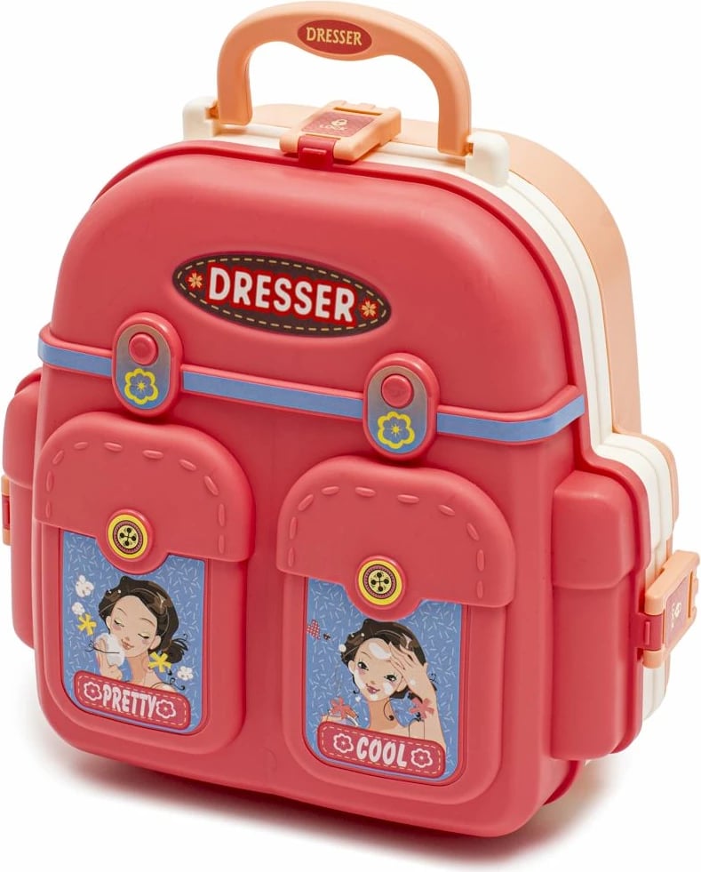 Set lojërash sallon bukurie portabël 3 në 1, BABY MIX, me shpinore, rozë