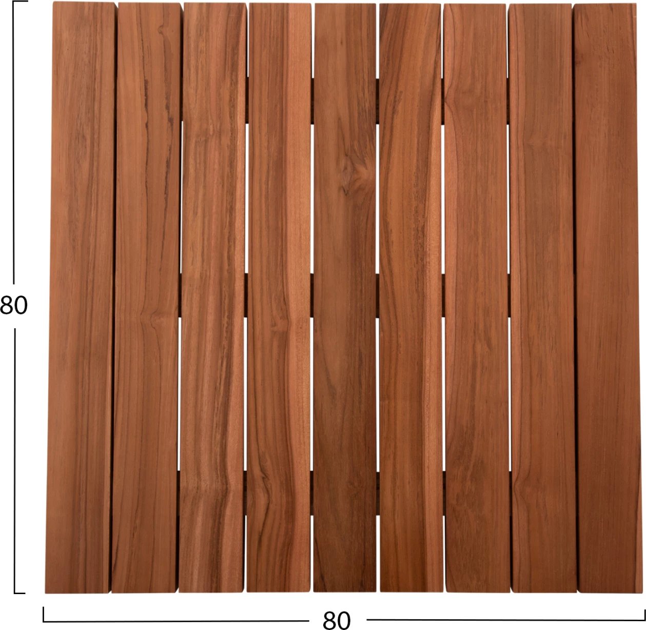 Sipërfaqe tavoline katrore, dru TEAK, ngjyrë natyrale, 80x80x4 cm