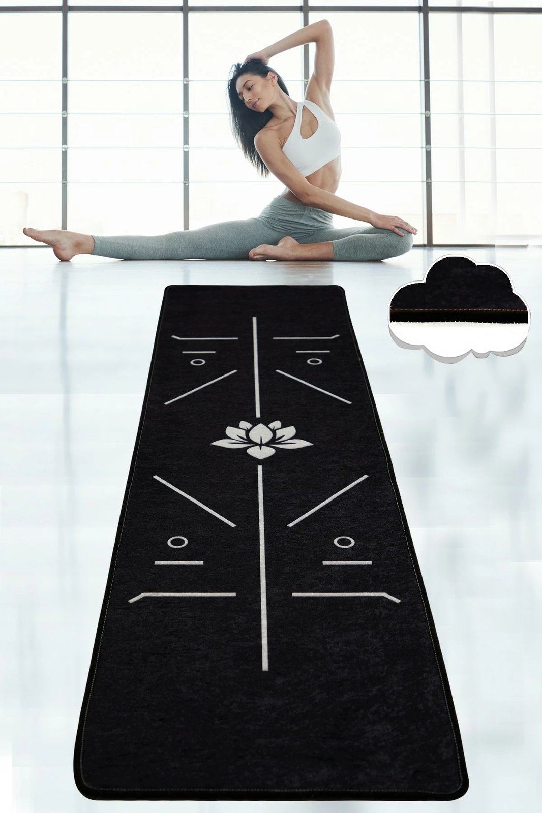 Qilim për yoga, Vital And Vivid, Bikram, i zi-bardhë