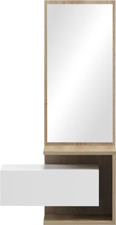 Tavolinë për grim me pasqyrë, ngjyrë e bardhë-sonoma, 49.1x31.3x90cm