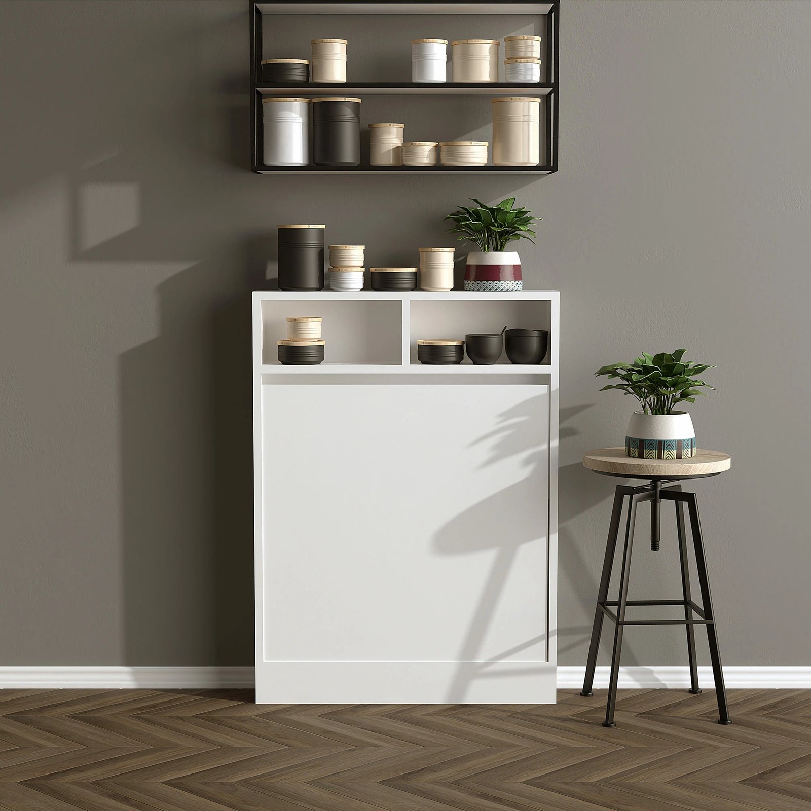 Tavolinë palosëse, Hanah Home, e bardhë, me mbajtëse