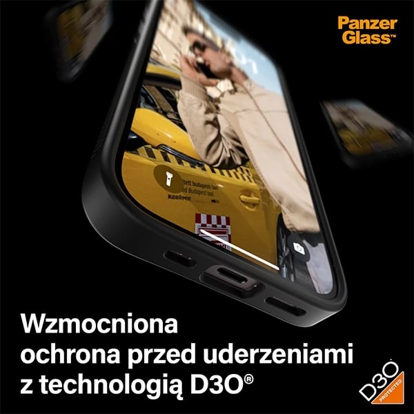 Mbështjellës PanzerGlass ClearCase për iPhone 15, Transparent & Zi