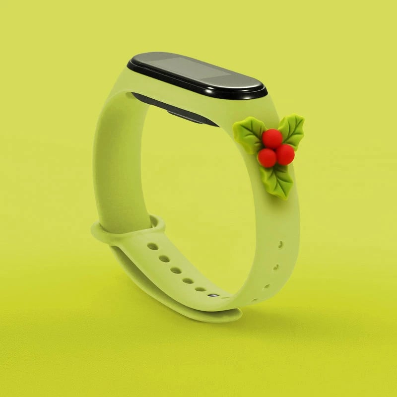 Rrip silikon për Xiaomi Mi Band 5/6 Hurtel, dizajn festiv, i gjelbër (Mistletoe)