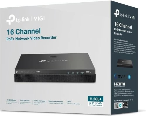 Regjistrues video rrjeti TP-Link VIGI NVR2016H-16MP, 16 kanale, 3840 x 2160 piksel