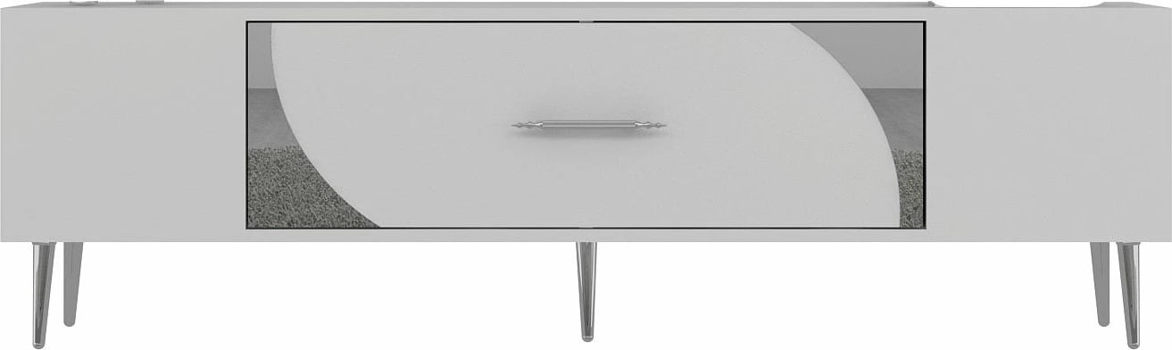 Komodë TV Skye Decor, e bardhë, argjend