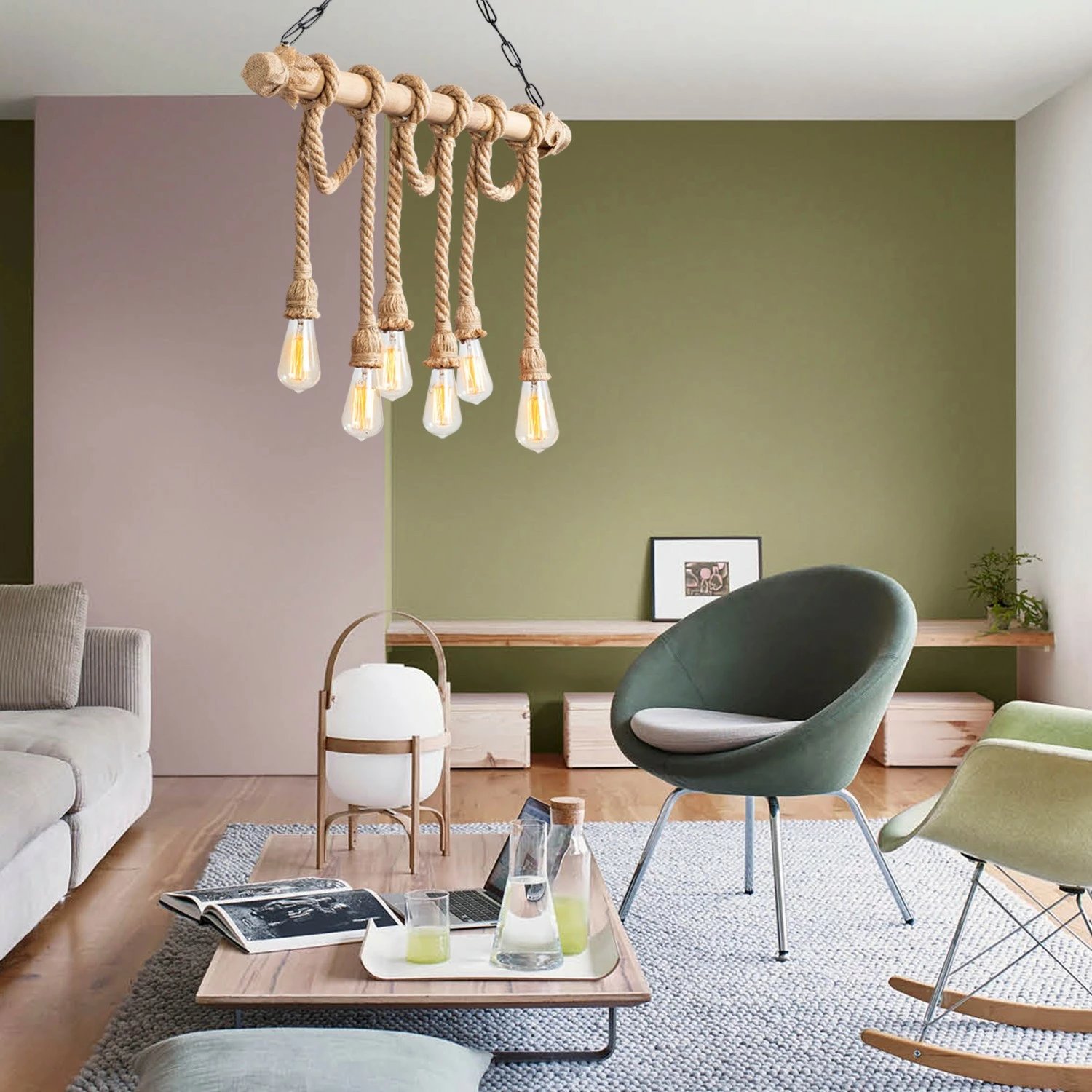 Llambë tavani prej druri, Erebos - 113-AV, ngjyrë e zezë dhe dru