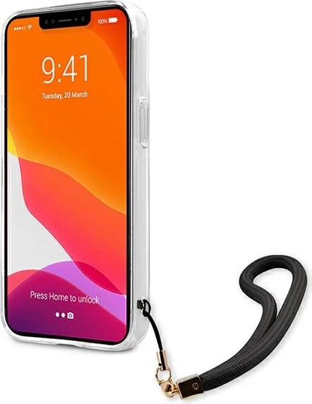 Mbështjellës Guess GUHCP13SKCABBK për iPhone 13 mini 5.4", hardcase, Camo Strap Collection, i zi