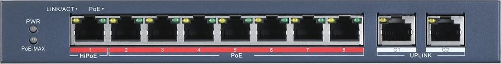 Switch Hikvision DS-3E0310HP-E, 8 porta Fast Ethernet, 2 porta Gigabit, PoE, Blu