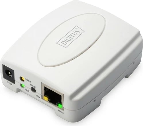 Server printimi Digitus DN-13003-2, 1x USB 2.0, 1x RJ45, i bardhë