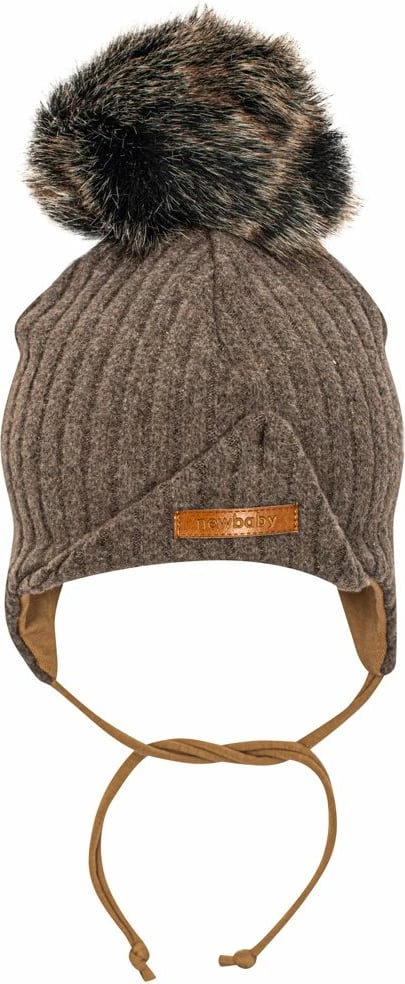 kapelë me mbulesë veshësh dhe shall qafe, New Baby Special One, madhësi 74 (6-9 muj), set 2-copësh, kafe