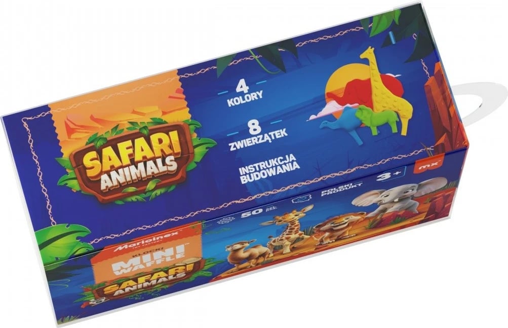 Set lodrash ndërtimi Marioinex Mini Waffle Safari Animals, 50 pjesë