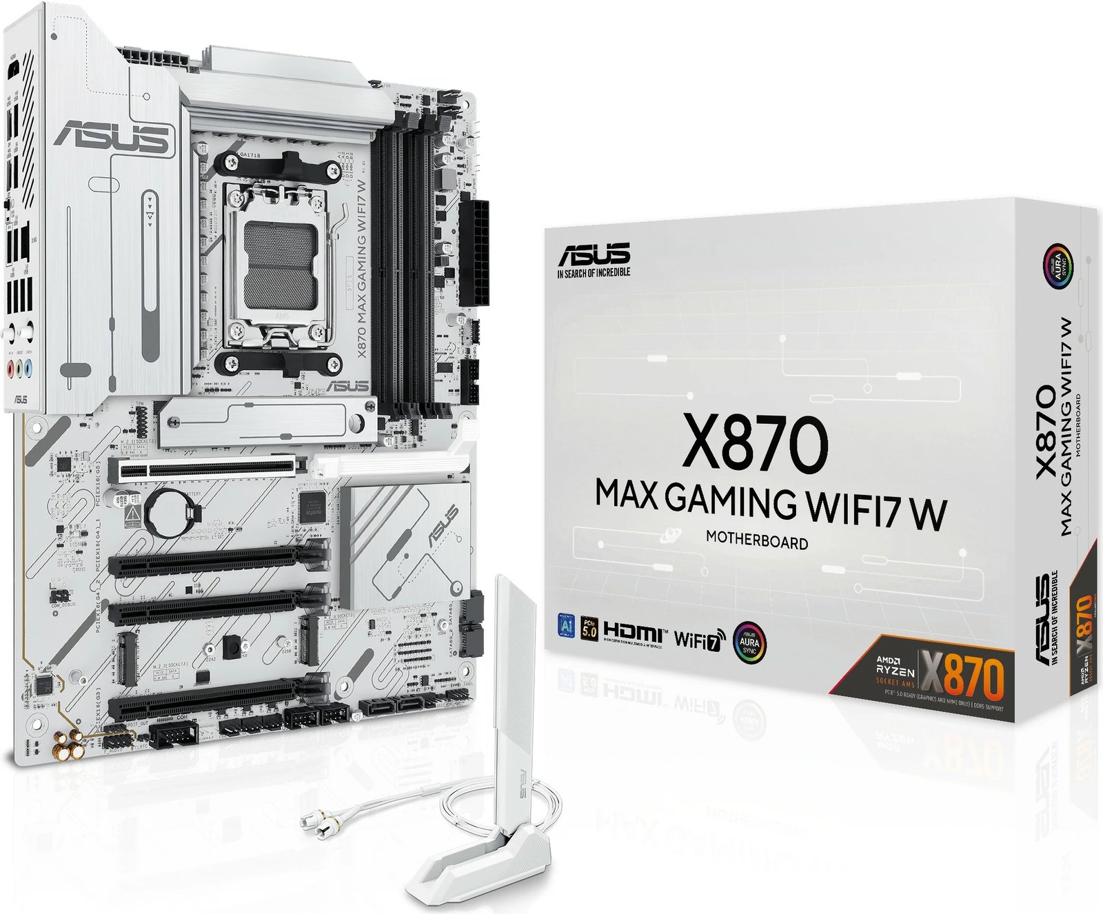 Pllakë amë ASUS X870 MAX GAMING WIFI7, Socket AM5, DDR5, ATX, WiFi 7, e bardhë