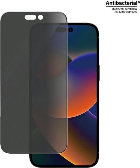 Mbrojtës ekrani xham i temperuar PanzerGlass Ultra-Wide Fit Privacy me EasyAligner për iPhone 14 Pro Max, Antibakterial