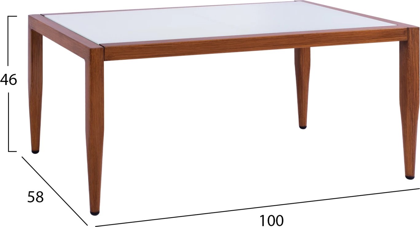 Tavolinë alumini me pamje bambuje dhe xham 100x58x46 FH5551.01