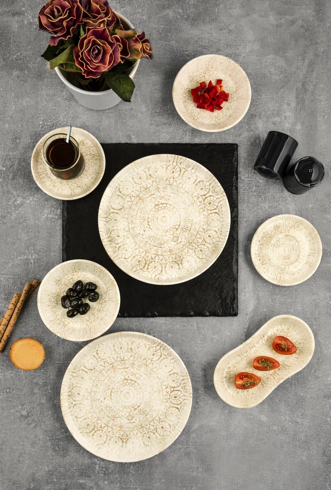 Set mëngjesi 26 pjesësh Hermia, krem, N25007 Set mëngjesi 26 pjesësh Hermia, krem, N25007