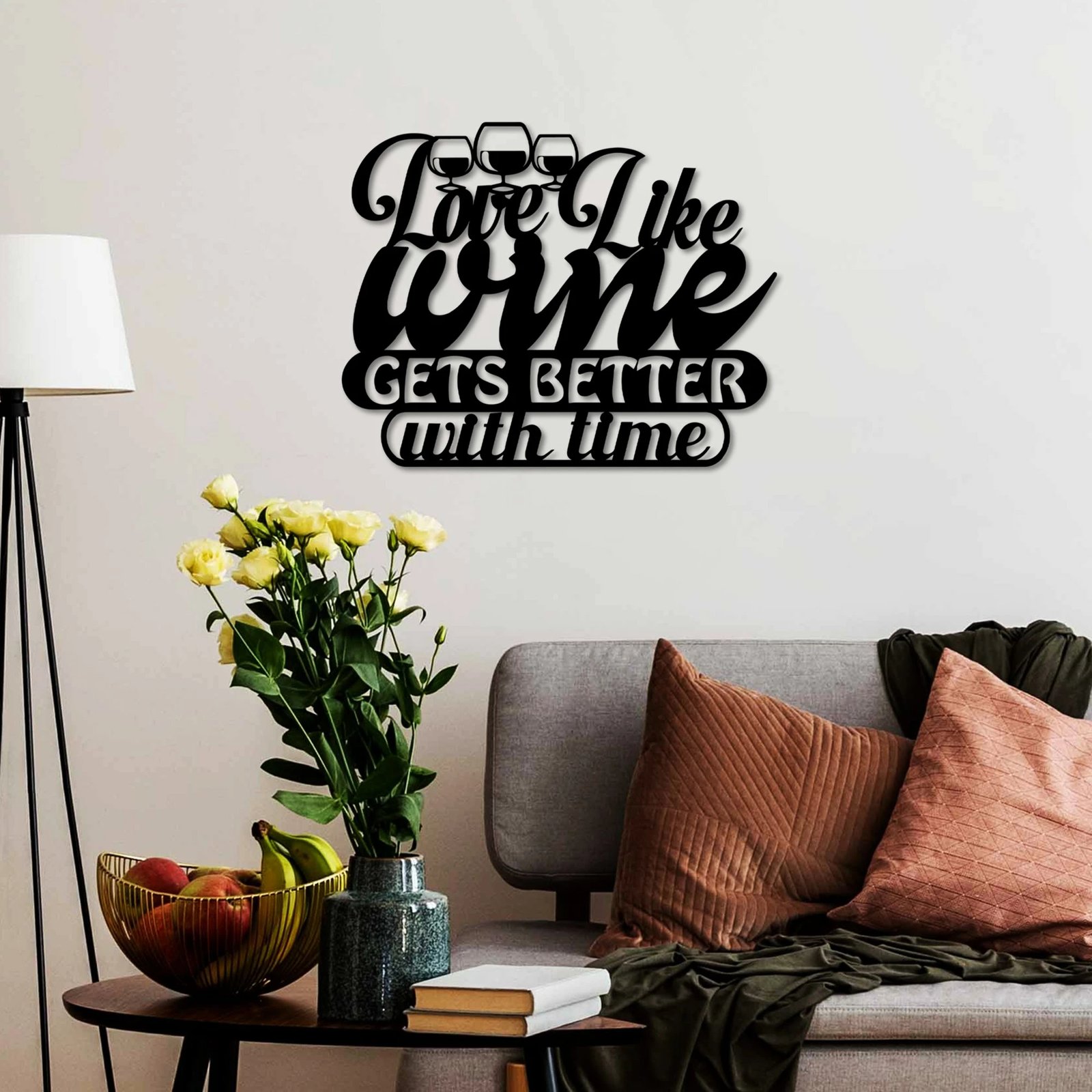 Aksesor dekorativ metalik për mur, Wallity, Wine Better