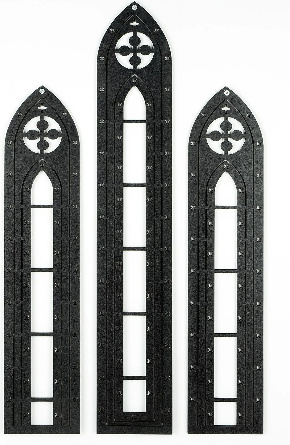 Aksesor dekorativ prej druri për mur, Wallity, CRY022, set prej 3 copash, ngjyrë e zezë