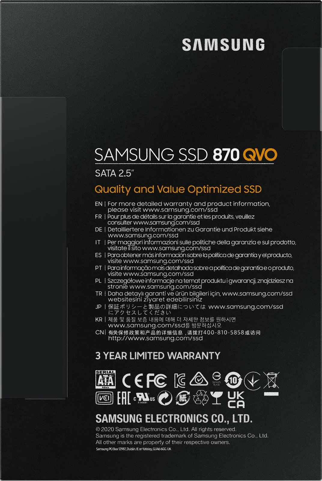 SSD Samsung 870 QVO, 2 TB, 2.5", 560 MB/s, 6 Gbit/s