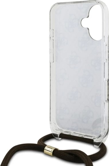 Mbështjellës Guess Crossbody Cord 4G Print për iPhone 16, Kafe
