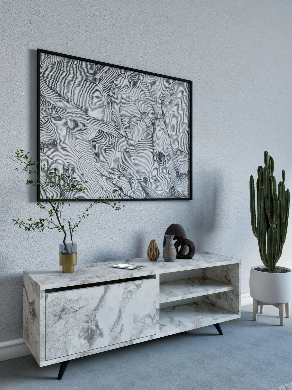 Komodë TV Hanah Home, ngjyrë mermeri Ephesus