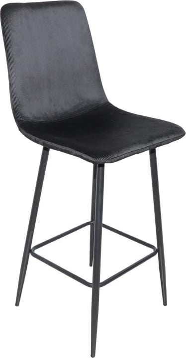 Karrige për bar Grato, material stof i zi, këmbë metalike të zeza, 43.5x55x114cm