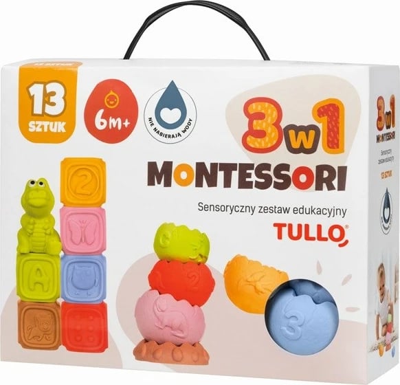 Set edukativ Montessori Tullo, 13 blloqe sensorike, shumëngjyrëshe