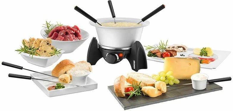 set fondue elektrik UNOLD 48615 0.8 L 6 persona 500W inoks, e zezë