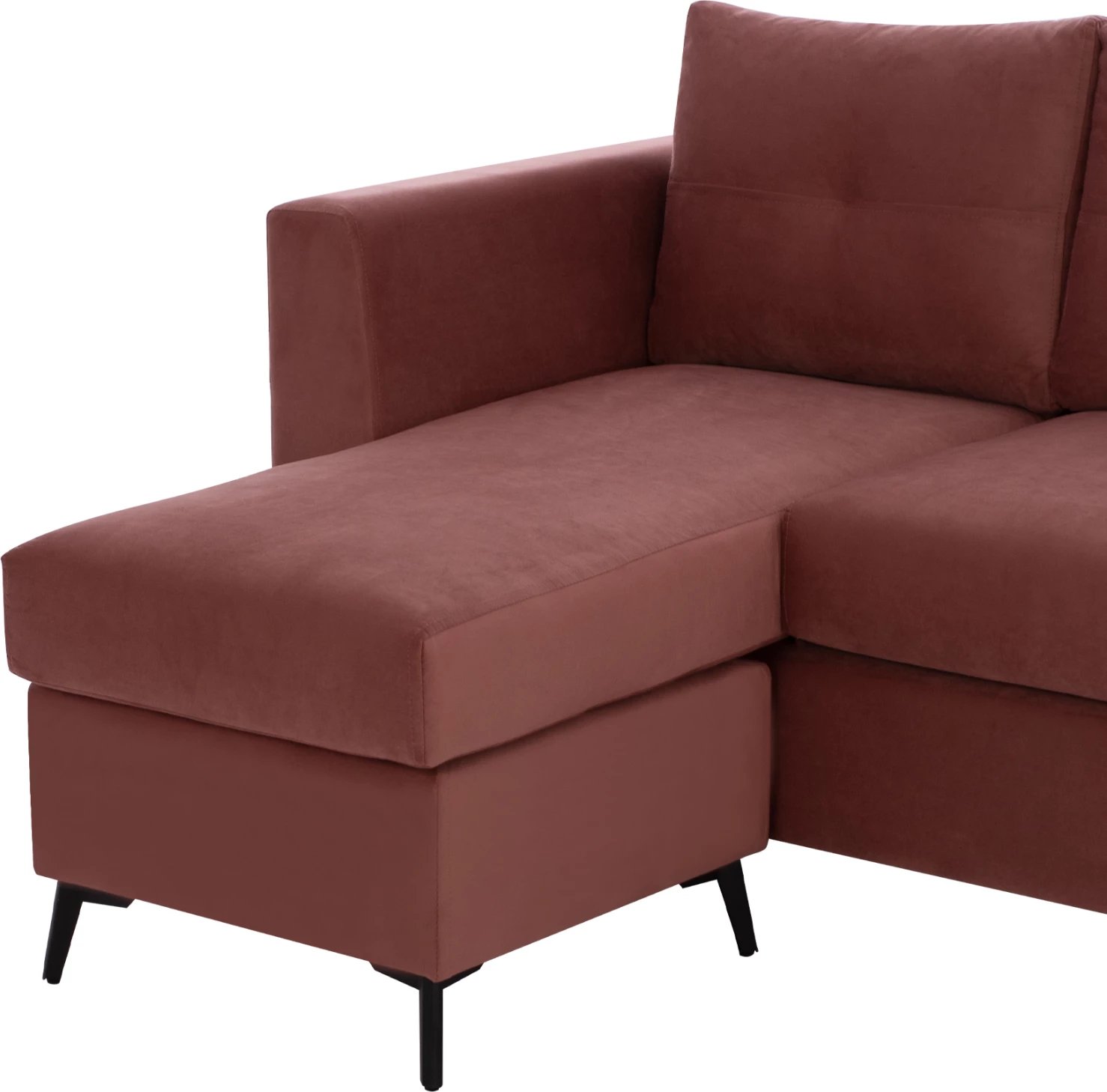 Divan qoshe PONZA, rozë e zbehtë, këmbë të larta, 2 copë, pëlhurë rezistente ndaj njollave dhe ujit