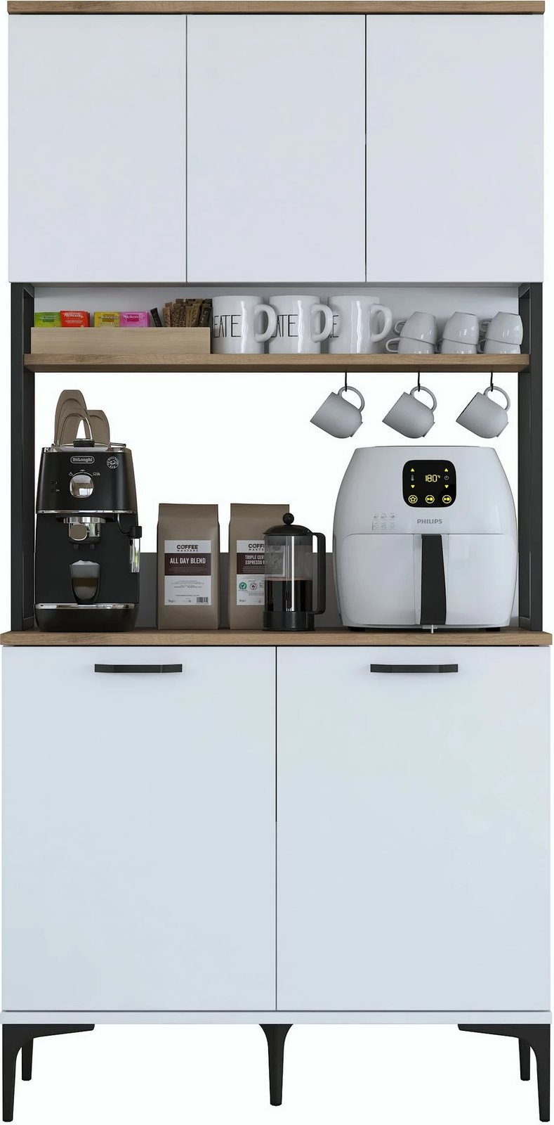 Dollap multifunksional, ngjyrë arre dhe e bardhë, Skye Decor, JE193 - 3799