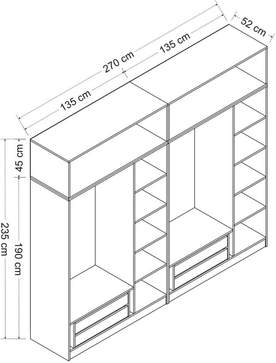 Dollap i madh për rroba, ngjyrë e bardhë, Skye Decor, Kale - 3087