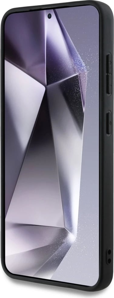 Mbështjellës Guess 4G Round Patch Classic Logo MagSafe për Samsung Galaxy S25, i zi